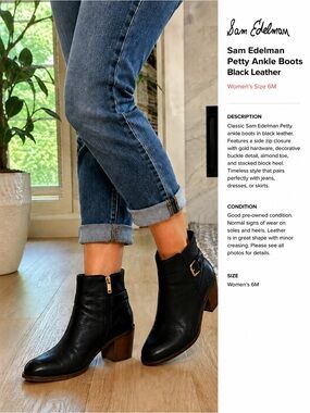 Sam Edelman Petty Leather Ankle Boots Women’s Size 6